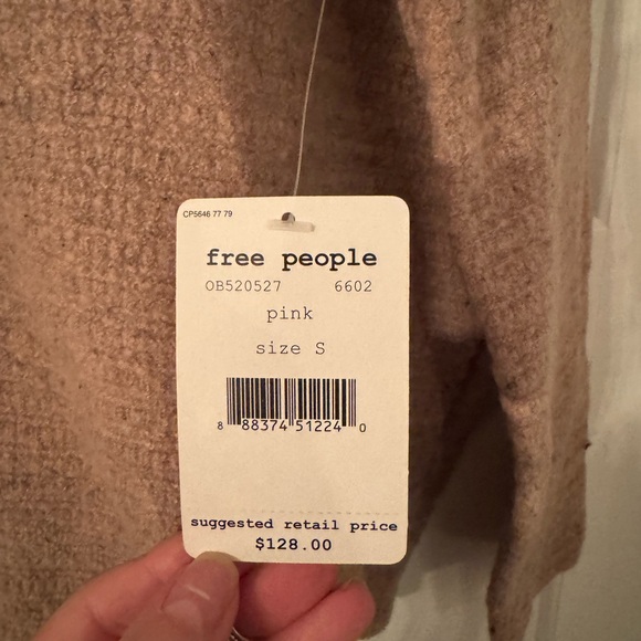 Free People Arctic Fox Zip Back Sweater in Pink Size Small - BNWT! - Picture 7 of 7